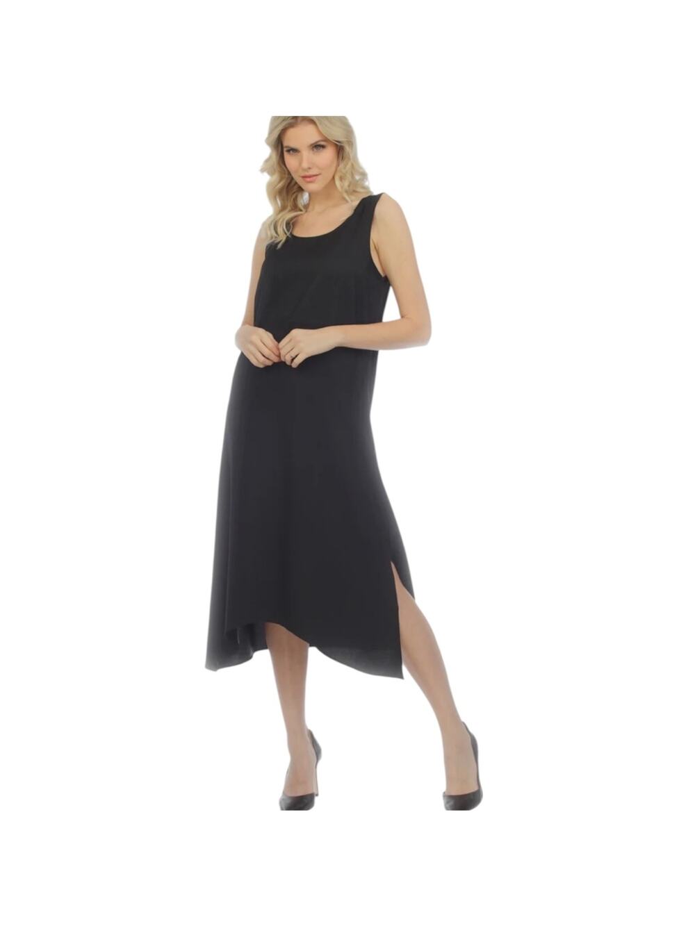 Citron Santa Monica Black Sleeveless Lagenlook Sharktail Tank Dress Size 3X NWT